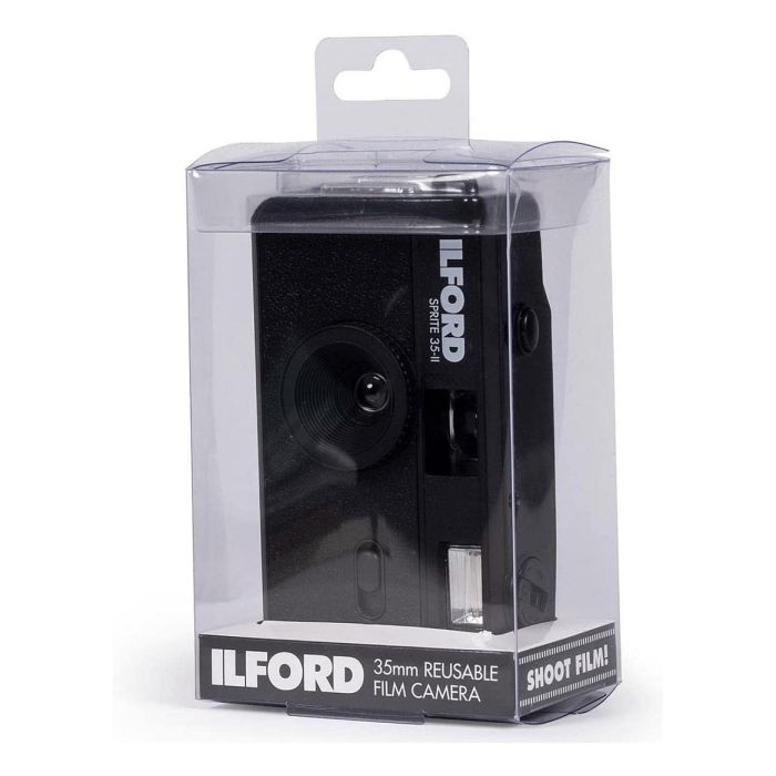 Ilford Sprite 35 II - Cámara Analógica Compacta de 35 mm, ISO 200-800, Lente Gran Angular 31 mm, Enfoque desde 1 m, Color Negro