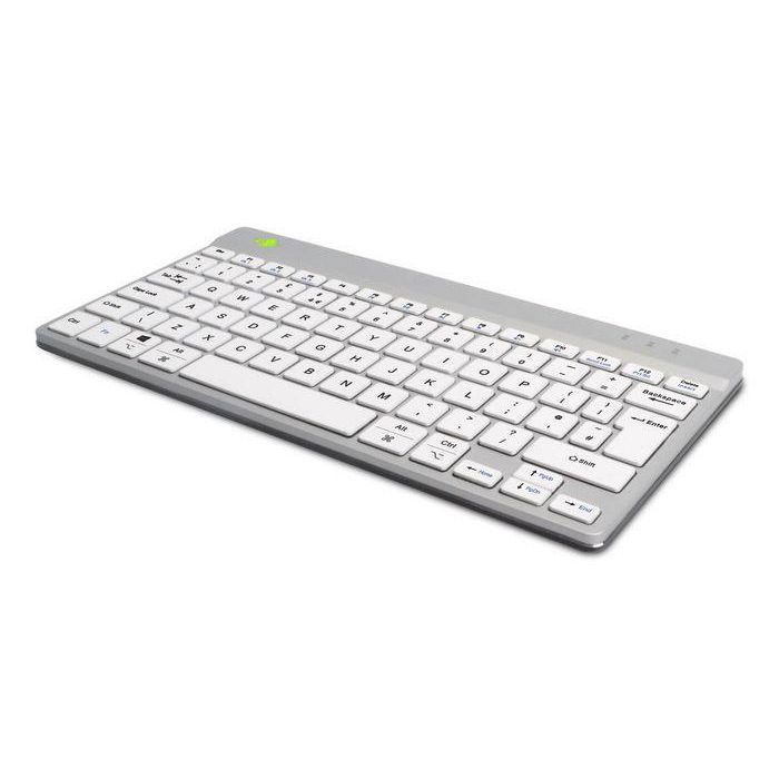 R-Go Tools Teclado ergonómico compacto R-Go Compact Break, con software de pausa, QWERTY (UK), Bluetooth, blanco