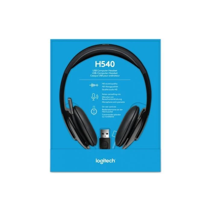 Logitech H540 Auriculares USB con Micrófono con Reducción de Ruido, Sonido Estéreo Digital y Controles en Oreja. Diseño Cómodo 4