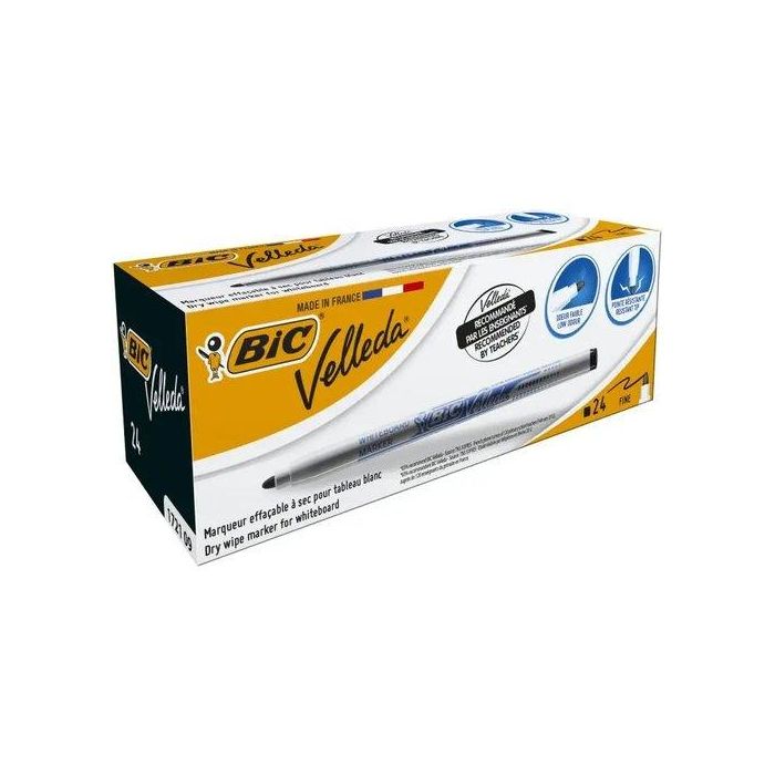 Bic Rotulador Velleda para Pizarra Negro Punta Fina Redonda 1 mm Trazo 1,5 mm