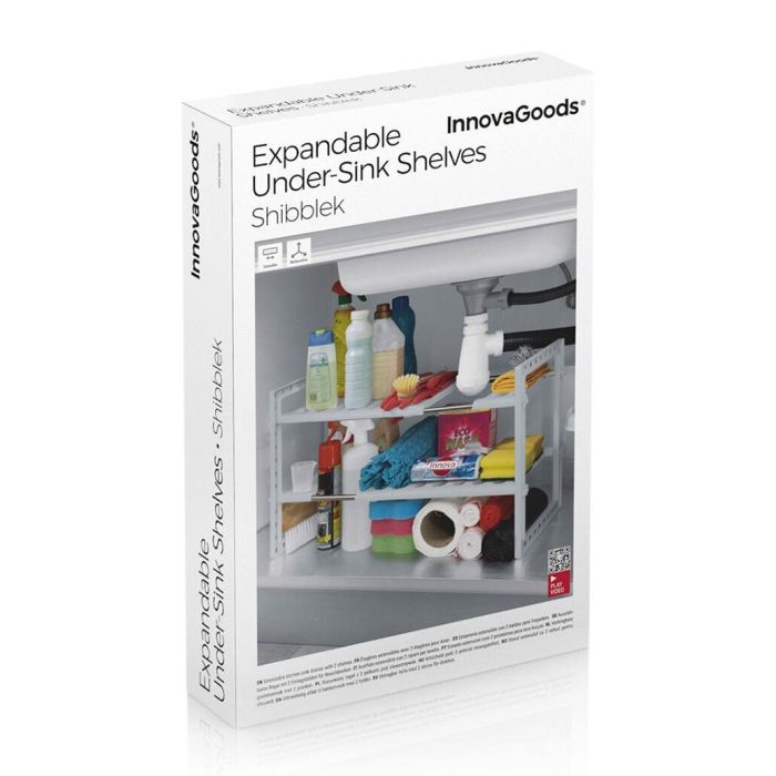 Estantería Extensible para Fregadero Shibblek InnovaGoods 2 Estantes 15 Estantería Extensible para Fregadero Shibblek InnovaGoods 2 Estantes 15