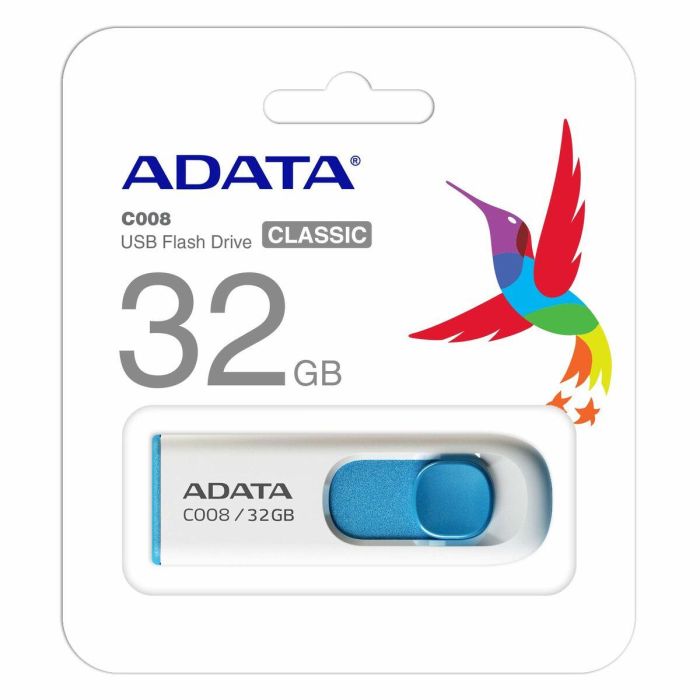 Memoria USB Adata AC008-32G-RWE 32 GB Blanco Azul/Blanco 1