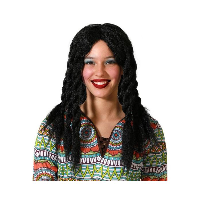Peluca Negra Con Rastas Estilo Étnico O Reggae Para Disfraces De Músicos, Conciertos Y Eventos