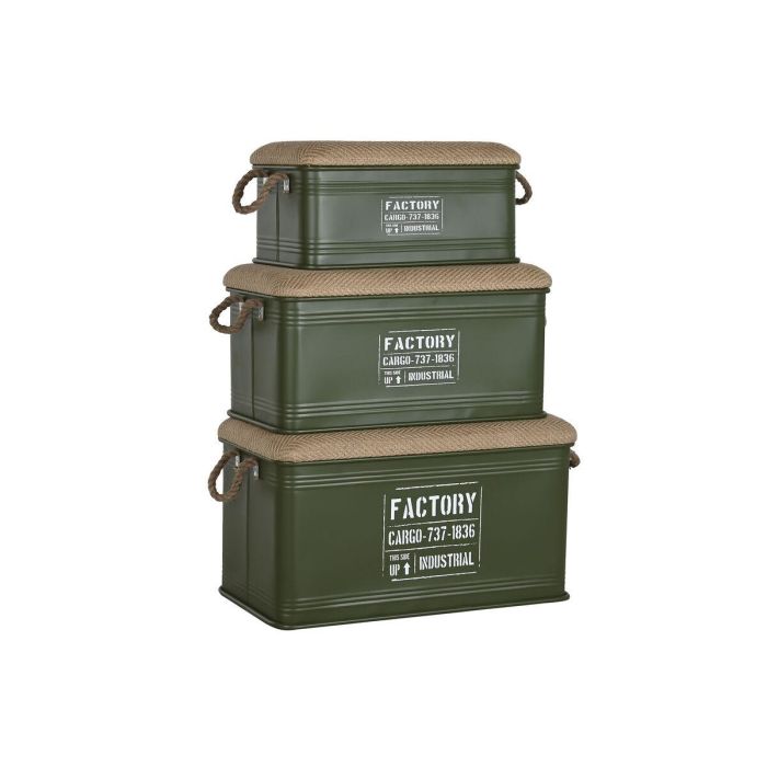 Baul Urban DKD Home Decor Verde Musgo Natural 37 x 37.5 x 69 cm Set de 3 3 Baul Urban DKD Home Decor Verde Musgo Natural 37 x 37.5 x 69 cm Set de 3 3