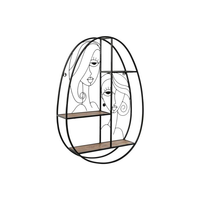 DKD Home Decor Estanteria Pared Metal y MDF Negro Natural 12.2 x 72 x 53 cm con 3 Estantes 2