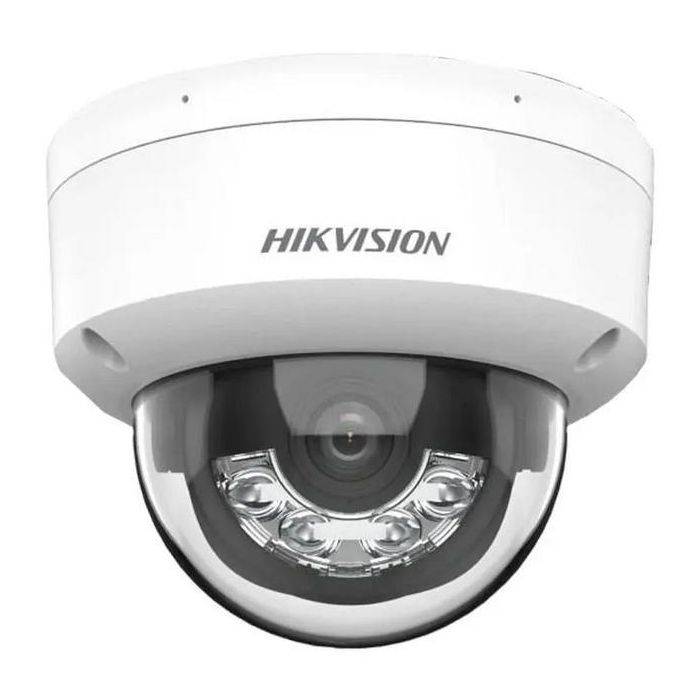Hikvision Cámara IP Minidomo 8M 4K 2.8mm Acusense Smart Hybrid Light IR/Blanca 30m IK10 IP67