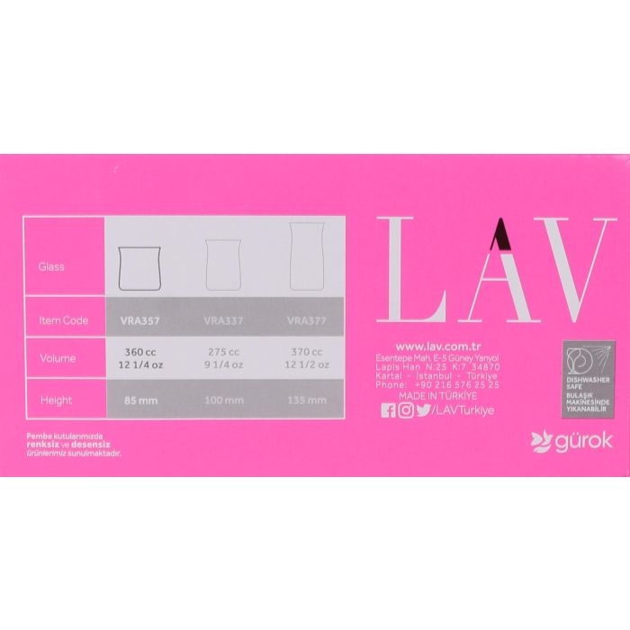 Lav Set 6 Vasos 360 cc Vera - Conjunto de Vasos (8 Cajas) 3