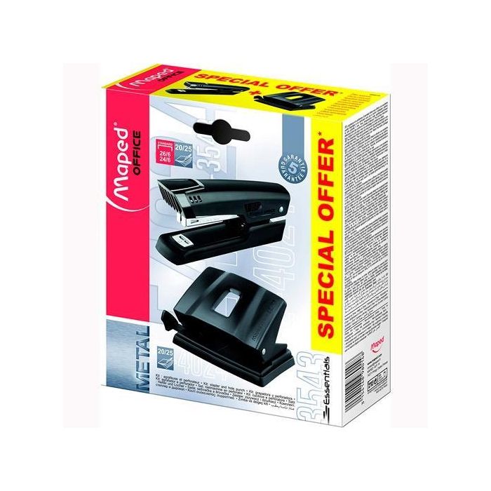 Maped Kit Essential Metal Grapadora 25H + Perforadora De 2 Agujeros 35H Negro Maped Kit Essential Metal Grapadora 25H + Perforadora De 2 Agujeros 35H Negro