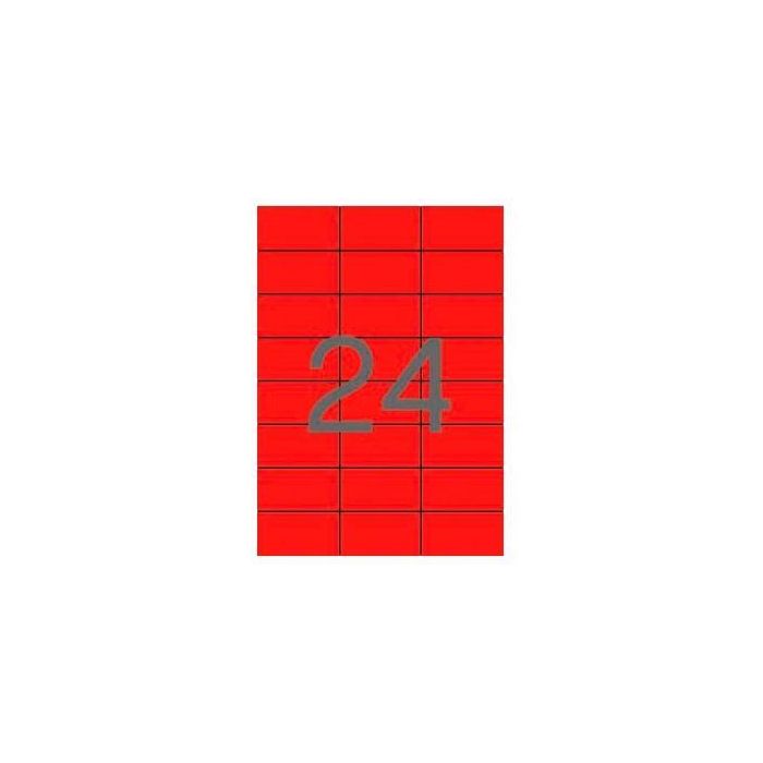Apli Etiquetas Adhesivas 70x37 mm Inkjet-Láser, Cantos Rectos, Rojo, Pack 20 Hojas (480 Etiquetas)