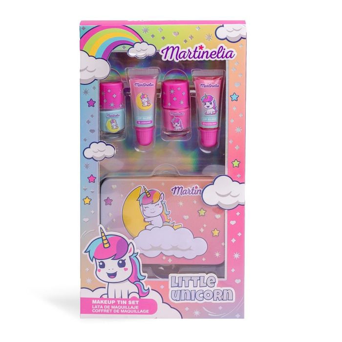 Martinelia 85494 Set Maquillaje Infantil Little Unicorn Tin Box – 2 Esmaltes de Uñas Solubles, 2 Brillos Labiales 2