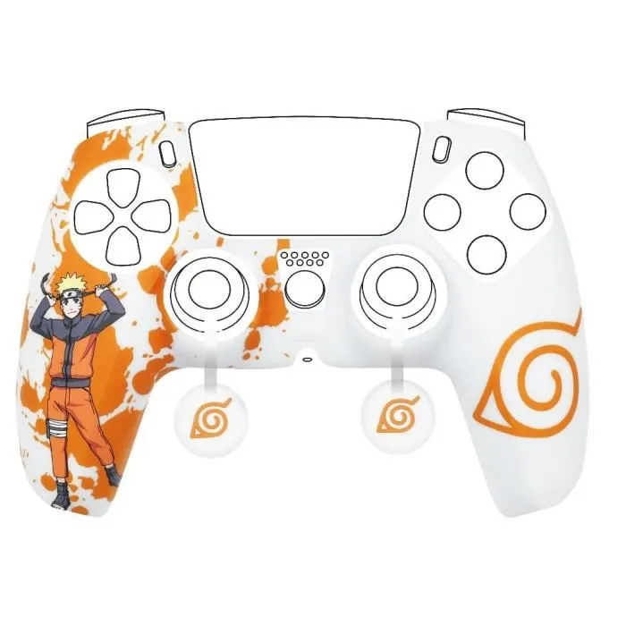 Konix Funda Protectora para Mando DualSense PS5 de Silicona con Agarre para Pulgares, Diseño Konoha Naruto Blanco 0 Konix Funda Protectora para Mando DualSense PS5 de Silicona con Agarre para Pulgares, Diseño Konoha Naruto Blanco 0