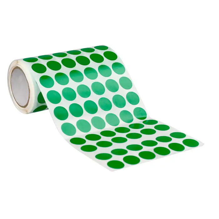 Liderpapel Gomets Autoadhesivos Circulares 15 mm Verde Rollo 2500 Unidades Caja Cartón 6