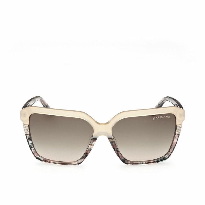 Guess By Marciano GM00009 59P Gafas de Sol Cuadradas para Mujer, Color Havana, Lentes 58 mm, Montura de Acetato