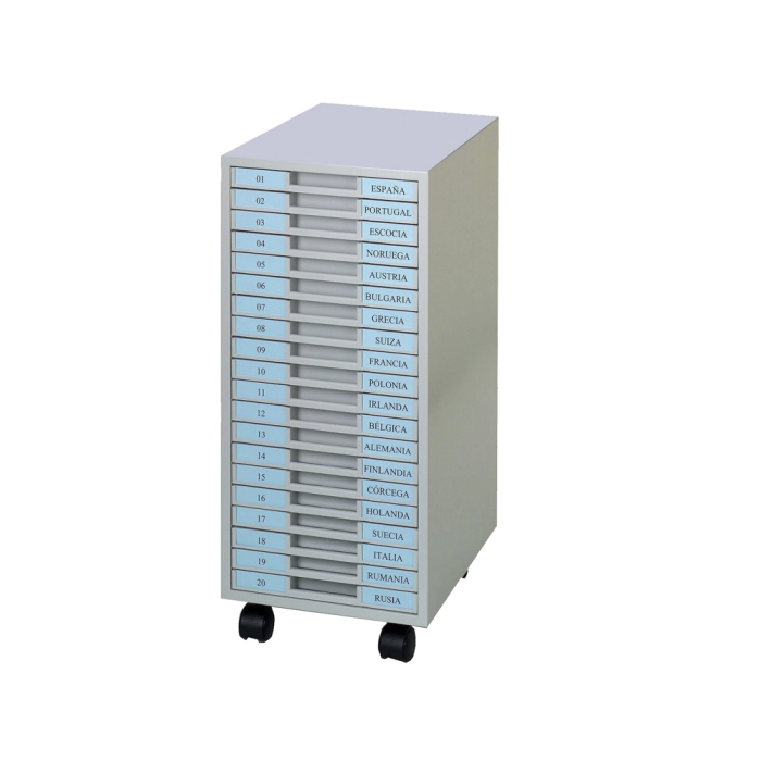 Clen Archivador Metálico 20 Bandejas Plástico 680x303x371 mm Gris Claro 1