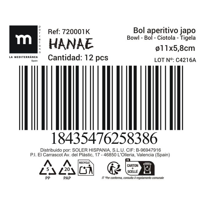 La Mediterranea Bol de Aperitivo Japonés, Set de 6 Unidades Surtidas con Decoración Variada, 11 cm x 5.8 cm (36 Unidades) 13