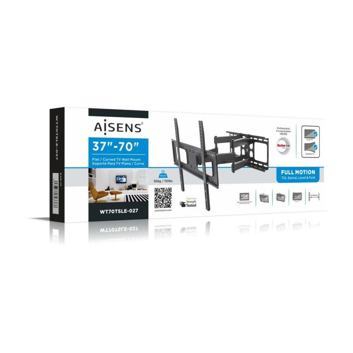 AISENS - SOPORTE PRO GIRATORIO, INCLINABLE Y NIVELABLE PARA MONITOR/TV 50KG DE 37-70, NEGRO 1 AISENS - SOPORTE PRO GIRATORIO, INCLINABLE Y NIVELABLE PARA MONITOR/TV 50KG DE 37-70, NEGRO 1