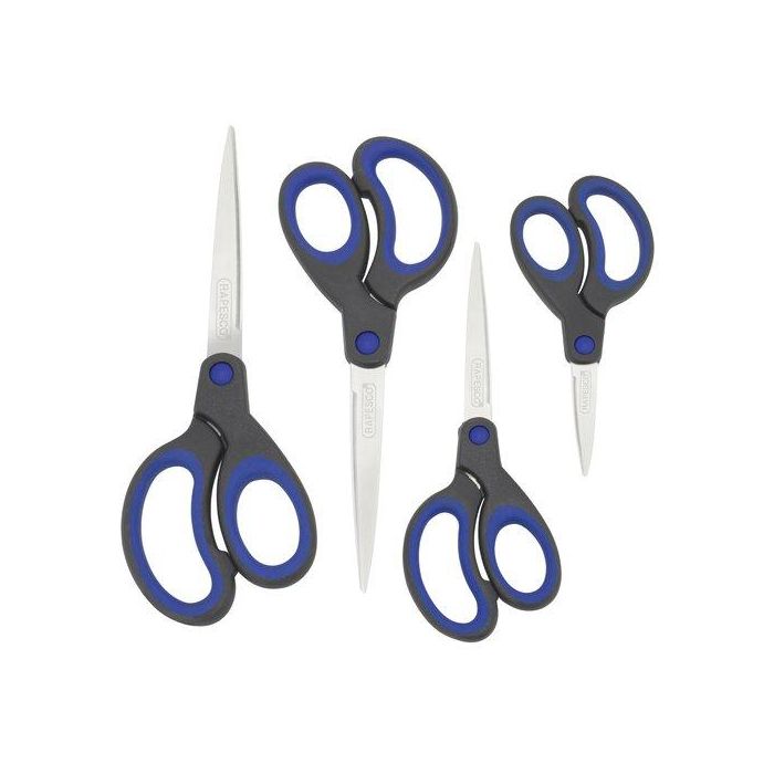 Tijeras Rapesco Con Mango Suave Varios Tamaños Paquete De 4 Azul