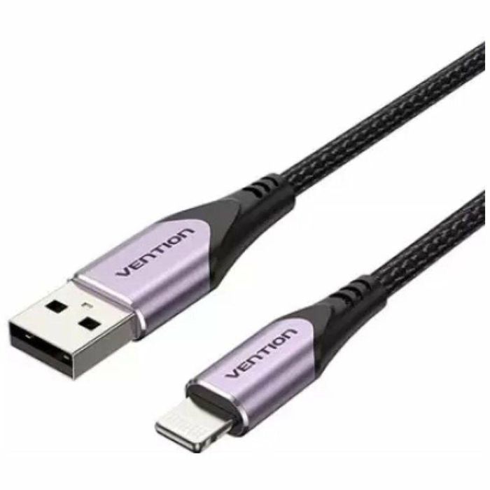 Vention LABVF Cable USB-A a Lightning 2.0 para iPhone iPad 1m Morado Carga Rápida 12W 480Mbps Certificado MFi, Nailon Trenzado