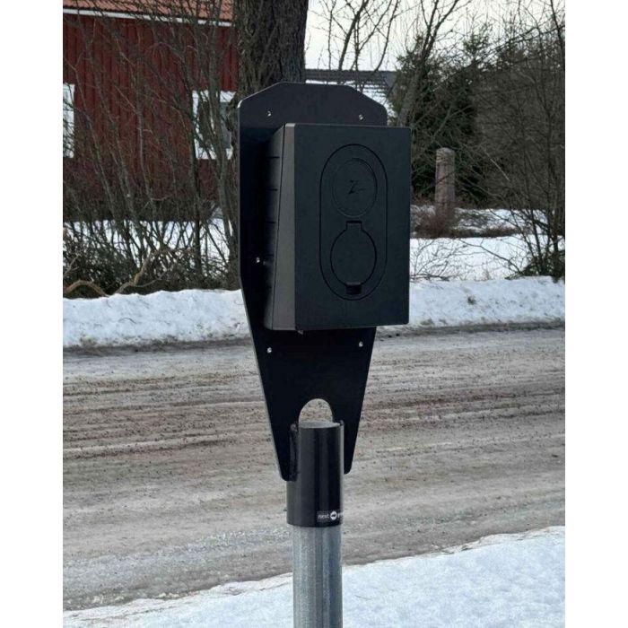 Next Green Poleplate 225 Z Soporte para Cargador EV compatible con Zaptec PRO/GO, Garo Entity PRO para Tubo Ø 60mm de Acero Sueco 6
