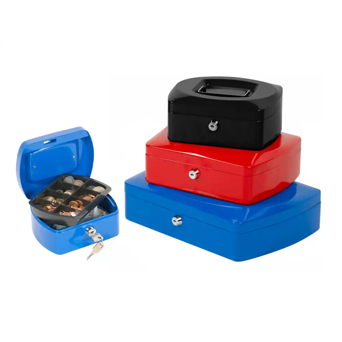 Q-connect Caja caudales 6/ 152x115x80 mm Negra con Portamonedas y Clasificador de Monedas