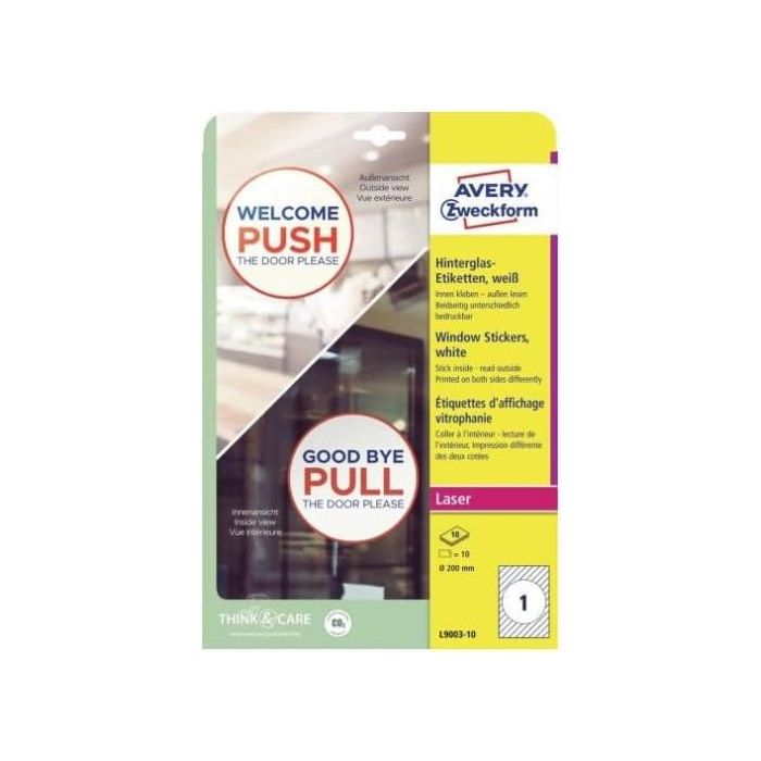 Adhesivos de Papel para Ventanas 200 Mm 10 Hojas por Paquete. Avery L9003-10