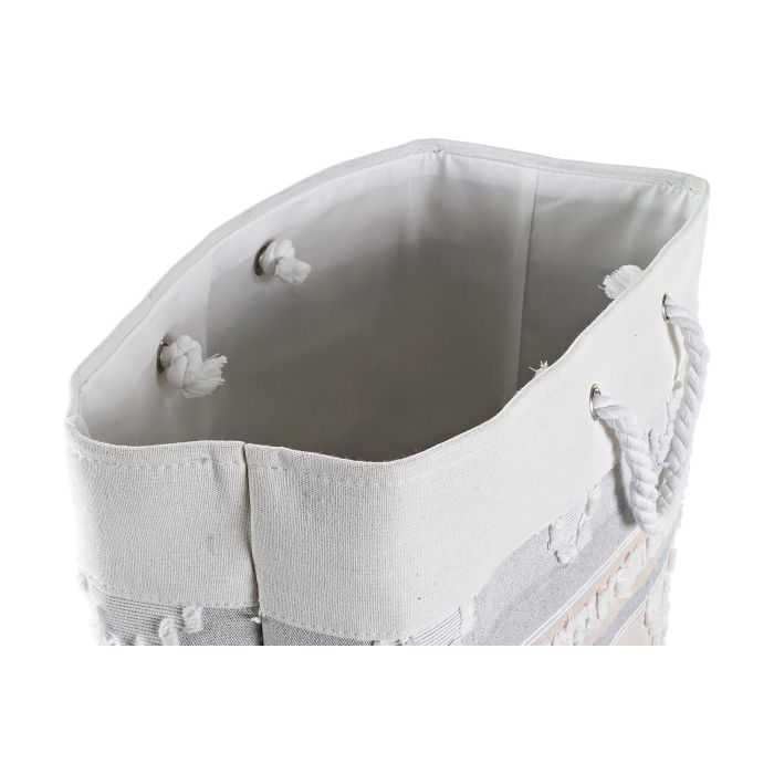 DKD Home Decor Cesta Boho Gris Blanco Algodon 35 x 55 x 35 cm (2 Unidades) 2