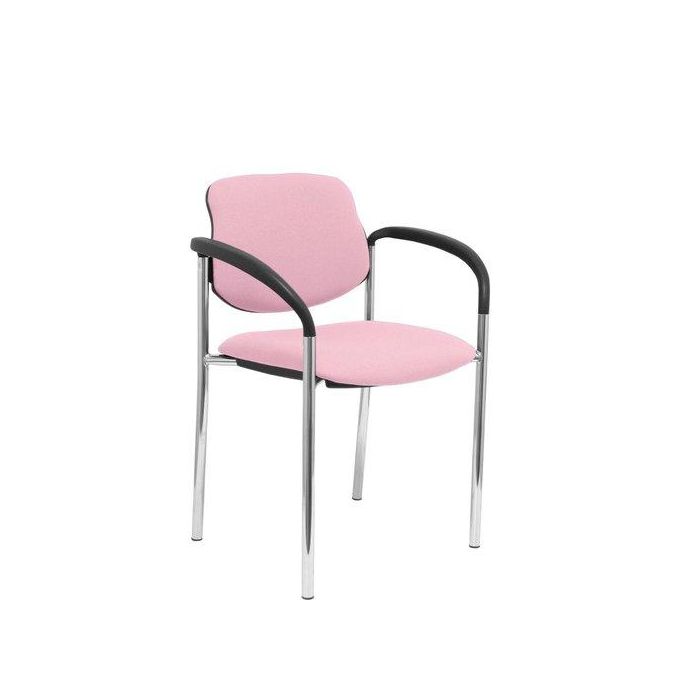 Silla Piqueras Y Crespo Villalgordo Confidente Brazos Fijos Chasis Cromo Asiento Y Respaldo Tapizados Bali Rosa Palido