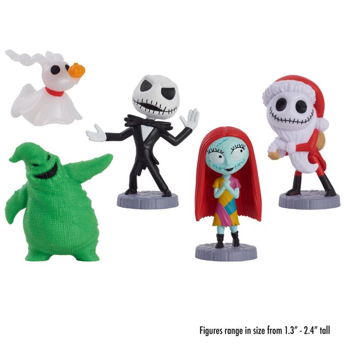 Just Play 17647 Pack 5 Figuras Pesadilla Antes de Navidad Disney: Jack Skellington, Sally, Zero, Oogie Boogie, Santa Jack 6.4 cm 1