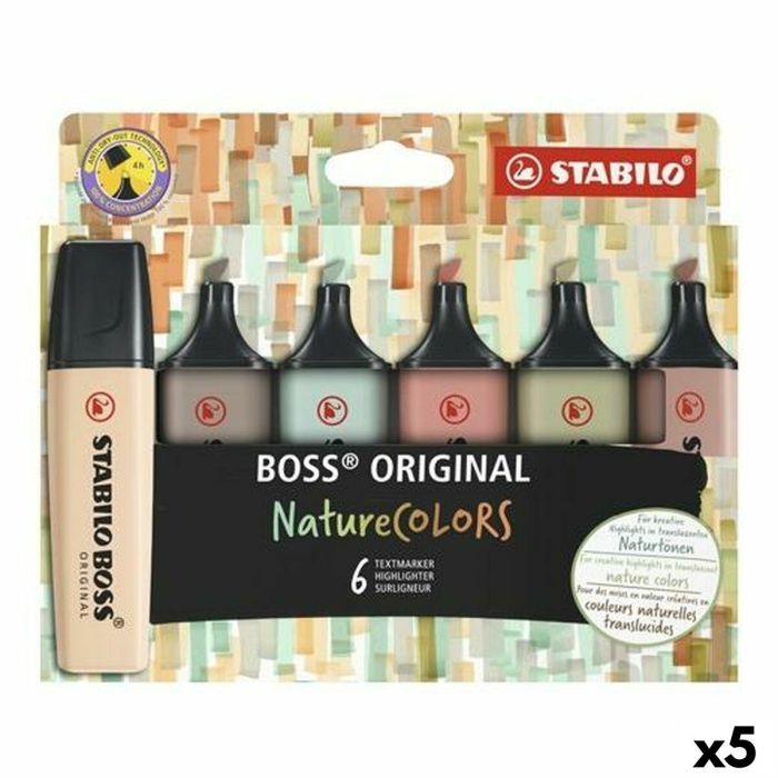 Set de Marcadores Fluorescentes Stabilo Boss Nature Colors Multicolor (5 Unidades) Set de Marcadores Fluorescentes Stabilo Boss Nature Colors Multicolor (5 Unidades)