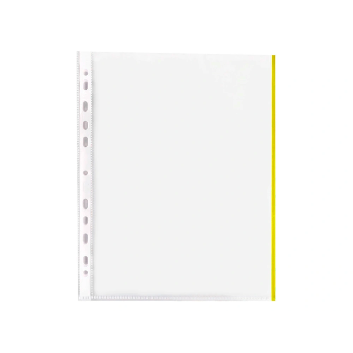 Q-connect Funda Multitaladro Cristal DIN A4 70 micras Borde Amarillo, Bolsa 10 Unidades 1