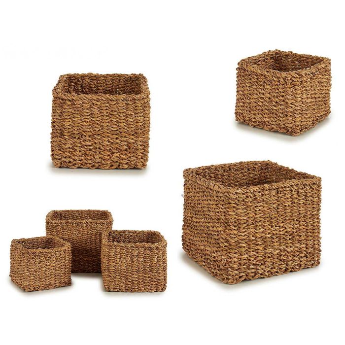 Set 3 Cestos de Esparto Cuadrado Alto Giftdecor - 28x21x28 cm, Marrón (4 Unidades) Set 3 Cestos de Esparto Cuadrado Alto Giftdecor - 28x21x28 cm, Marrón (4 Unidades)