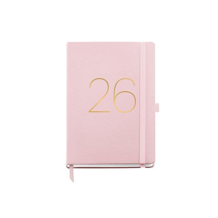 Agenda Anual (2026) Catalan Miquelrius Basic Chester Cosida Tapa Simil Piel Con Goma Plus 155X213 S/V Rosa