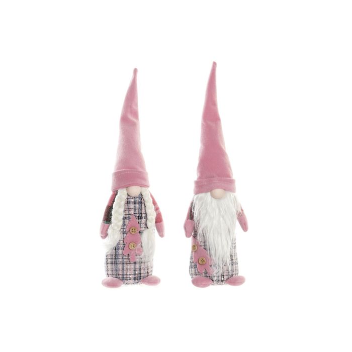 DKD Home Decor Figura Decorativa de Navidad Estilo Fantasía Rosa Blanco en Poliéster 12 x 48 x 13 cm y 0,44 kg