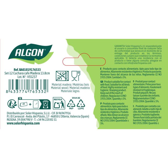 Set-12 Cuchara Cafe Madera 13.8Cm Algon (24 Unidades) 7 Set-12 Cuchara Cafe Madera 13.8Cm Algon (24 Unidades) 7