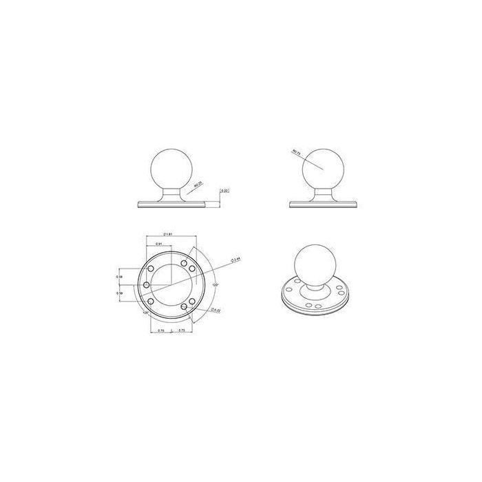 RAM Mounts RAM Round Plate with Ball 4 RAM Mounts RAM Round Plate with Ball 4