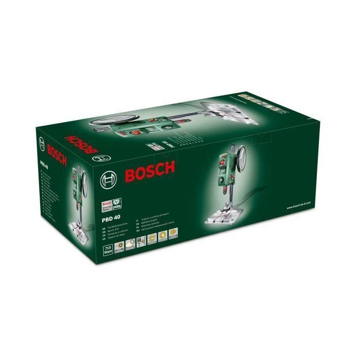 Bosch PBD 40 Perforadora de Columna 710W con Regulador Electrónico, 2 Velocidades (200-2500 rpm) y Pantalla Digital 1