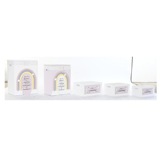 Cesta Ropa Kids DKD Home Decor Blanco Rosa 30 x 55 x 40 cm Set de 5 Cesta Ropa Kids DKD Home Decor Blanco Rosa 30 x 55 x 40 cm Set de 5