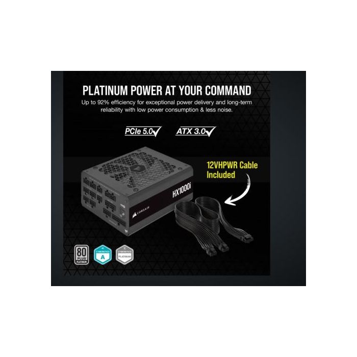 Fuente Aliment. Corsair Hx1000I 1000 Watt 80+ Platinum Pci E5 Atx 3.0 CP-9020259-EU Fuente Aliment. Corsair Hx1000I 1000 Watt 80+ Platinum Pci E5 Atx 3.0 CP-9020259-EU