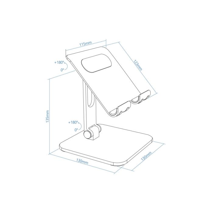 Tooq Soporte Sobremesa para Tablet de 13 Pulgadas, Negro, Aluminio Ajustable 4