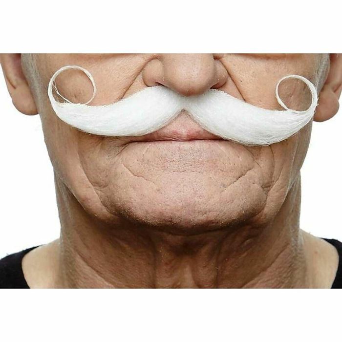 Bigote blanco adulto talla única