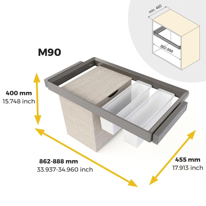 Emuca Kit de 2 bandejas auxiliares, 1 cesto y bastidor regulable Quartz para armarios, guías de cierre suave y extracción total, Módulo 90cm, Acabado Titanio 10 Emuca Kit de 2 bandejas auxiliares, 1 cesto y bastidor regulable Quartz para armarios, guías de cierre suave y extracción total, Módulo 90cm, Acabado Titanio 10