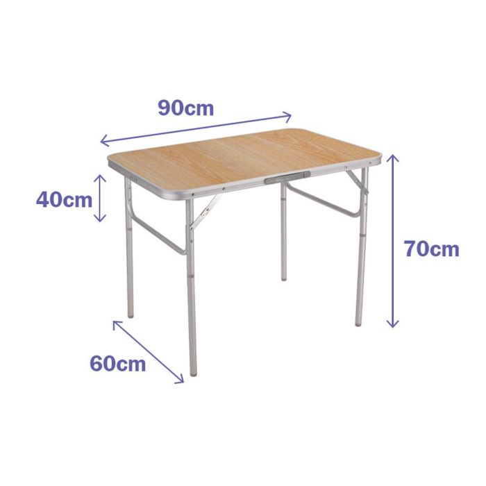 Marbueno Mesa Plegable Aluminio D25 Surtida Camping y Playa 90X60X39/70 cm 10014 1