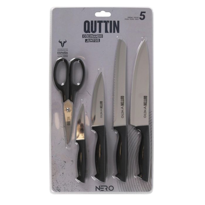 Set de 5 piezas Cuchillos y Tijera Nero - Quttin (4 Cajas) 1 Set de 5 piezas Cuchillos y Tijera Nero - Quttin (4 Cajas) 1