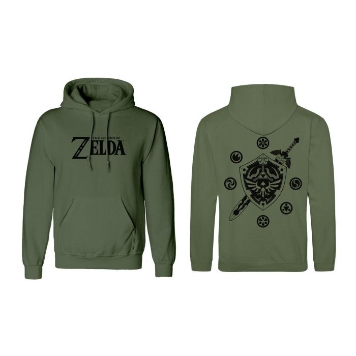 Sudadera con Capucha Unisex The Legend of Zelda Logo and Shield Verde 0 Sudadera con Capucha Unisex The Legend of Zelda Logo and Shield Verde 0