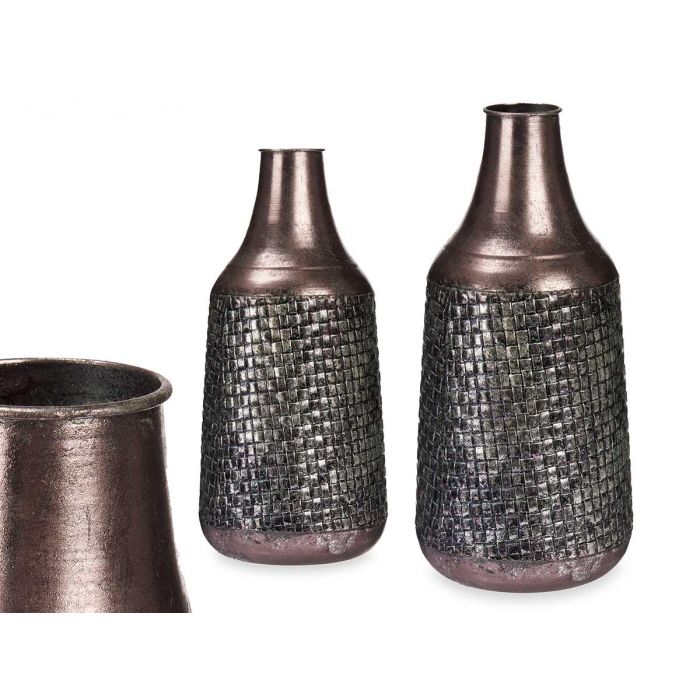 Jarrón Relieve Cónico Plata Envejecido Giftdecor 21x44x21 cm - Metal (4 Unidades) Jarrón Relieve Cónico Plata Envejecido Giftdecor 21x44x21 cm - Metal (4 Unidades)