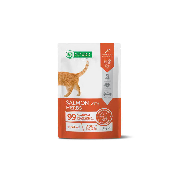 Nature's Protection Detox Cat Sterilized con Salmón y Hierbas Pouch 100 gr
