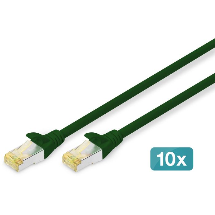 Digitus Cable de Red CAT 6A S/FTP Patchkabel, 10 Unidades, 1m, Verde