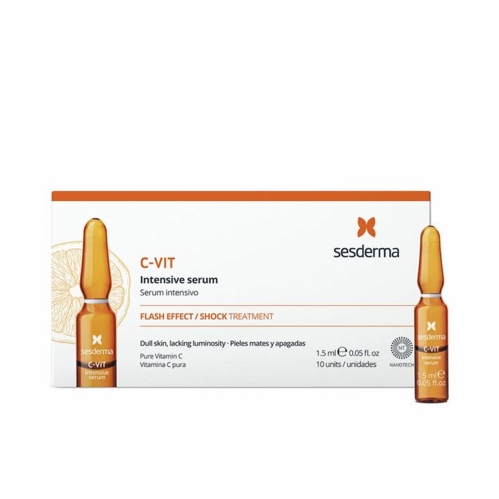 Sesderma C-VIT Intensive Serum Ampollas Vitamina C. Tratamiento Facial Antiedad, Reafirmante, Luminosidad Pieles Opacas 10 x 1,5 ml