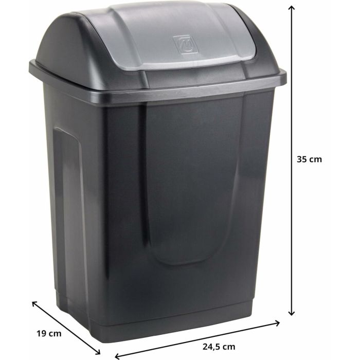 Cubo de basura Mondex Plástico reciclado 10 L Antracita 2