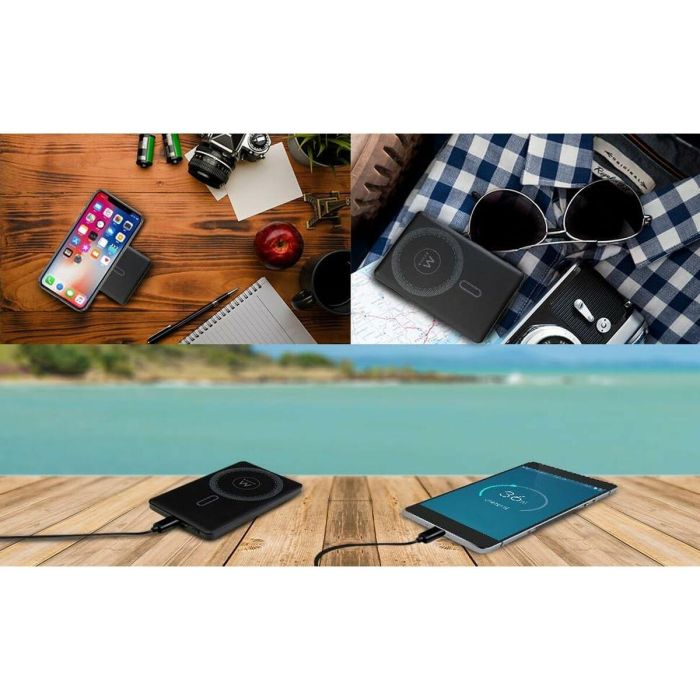 Ewent EW1160 - Batería Externa Power Bank 5000mAh MagSafe PD 22.5W QC USB-C UltraSlim Polímero de Litio Negro 5
